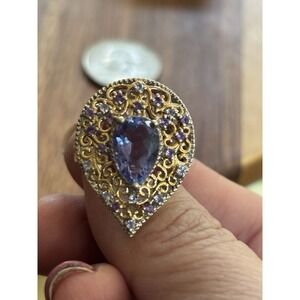 Chuck Clemency 14k Yellow Gold-Sterling silver London Blue Topaz Tanzanite Ring
